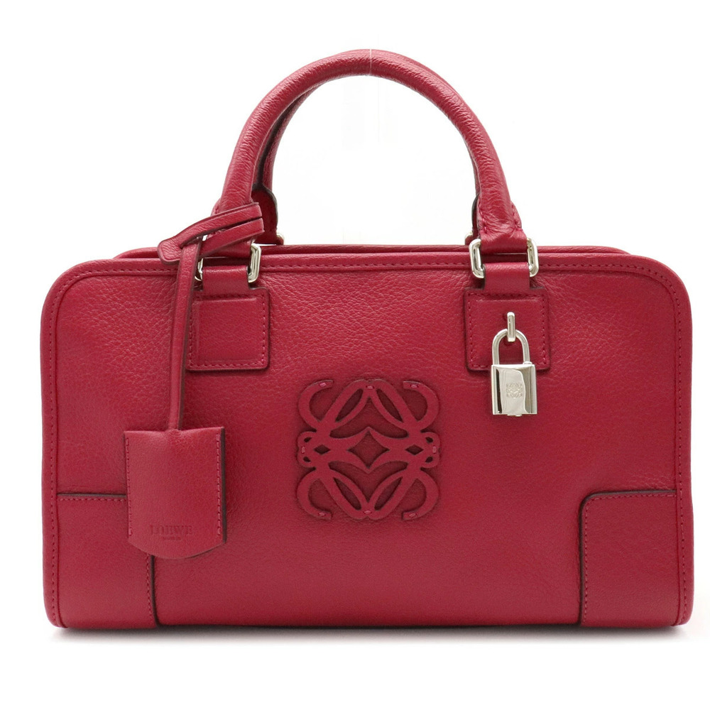 Loewe Amazona Anagram Handbag Boston Bag Leather Red